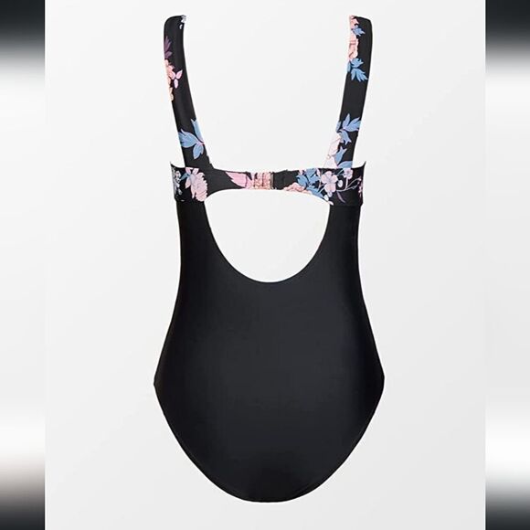 CUPSHE One Piece Swimsuit Backless V Neck Wide Straps Back Hook Floral Size L - Picture 4 of 11